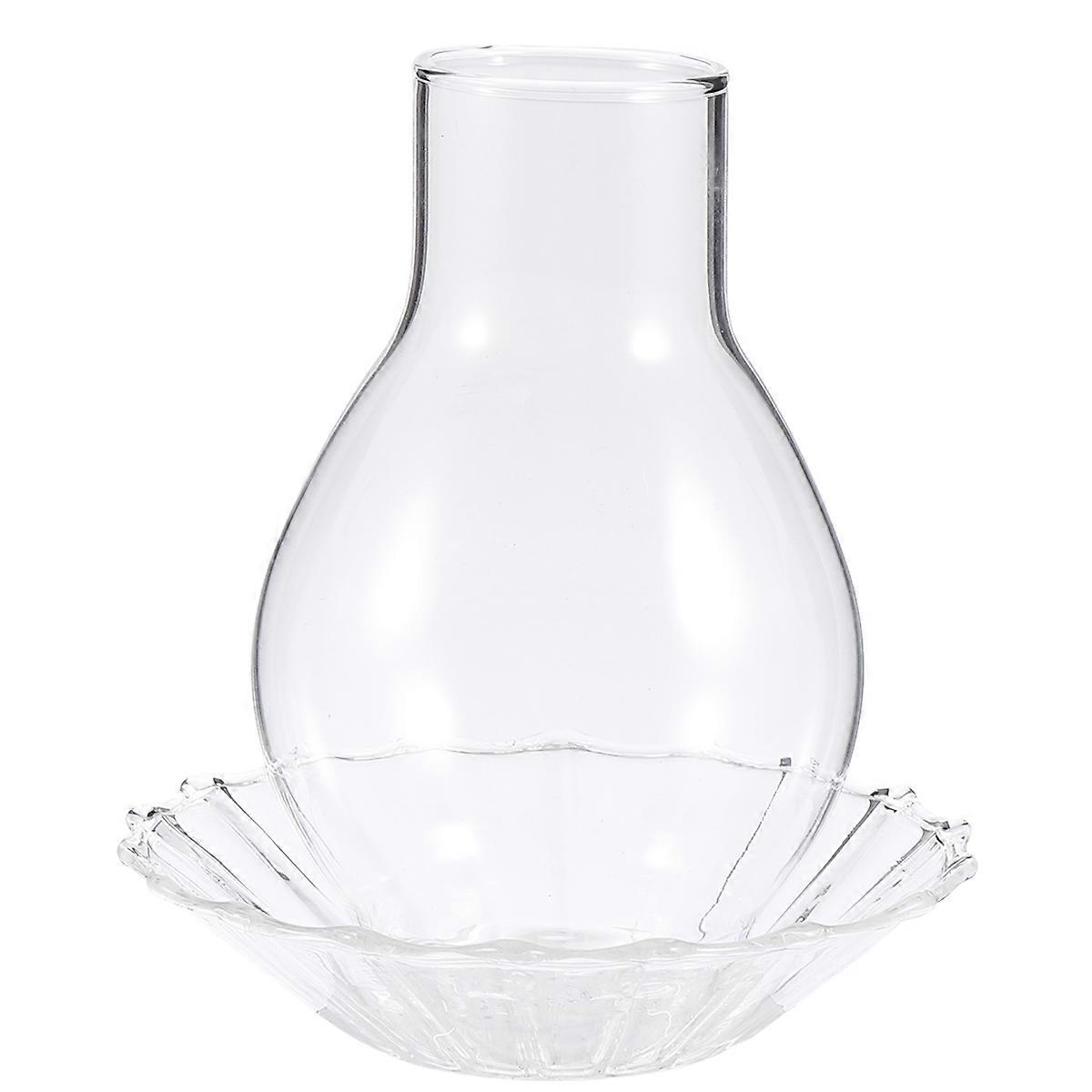 1pc Glass Candlestick Cover Modern Simple Wind Proof Candle Holder with Textured Base for Home Transparent