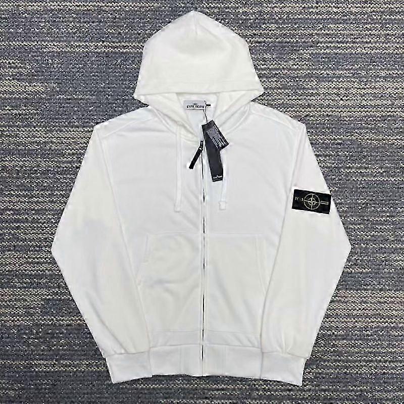 Correct Ston Stone Shirt For Autumn And Winter Men's And Women's Hooded Sweatshirts, Solid Color Island Armband Badge Style Zipper Sweatshirt Jacket