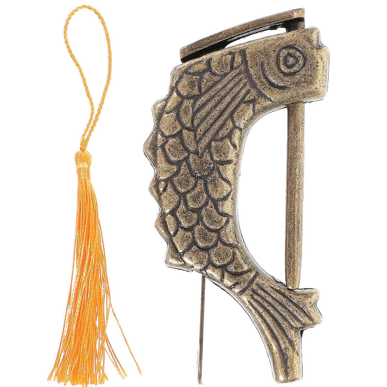 Fish Lock Metal Padlock with Key Antique Style Home Use