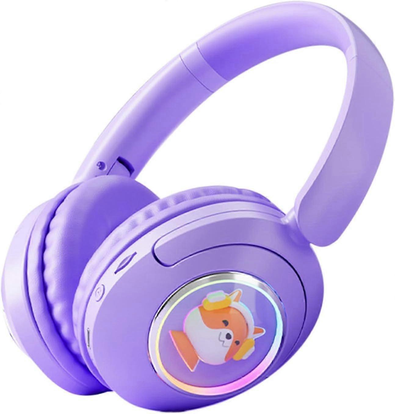 Bluetooth Headset, Bluetooth 5.3 RGB Lighting Effect Hifi Sound Quality(Purple)