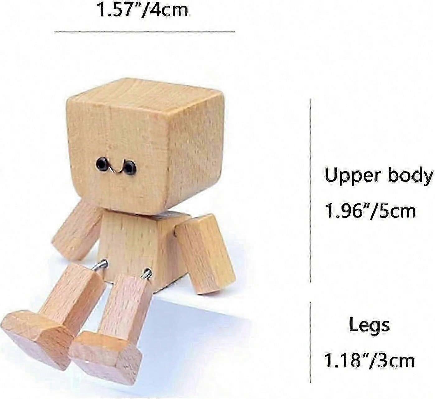 2 Figurines En Bois Qui Se Balancent - 24 Expressions Magnétiques, Jambes Flexibles, Décoration Voiture Ou Bureau
