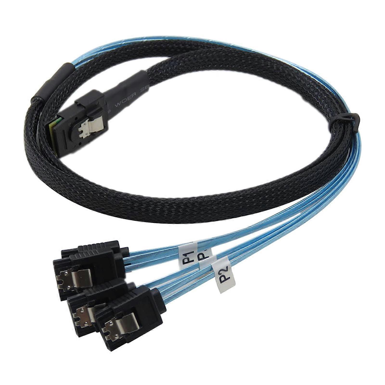 MiniSAS SFF8087 To 4 Cable, 36P To 4x7P, 12Gbps, 100cm, Internal SAS/SATA Data Cable