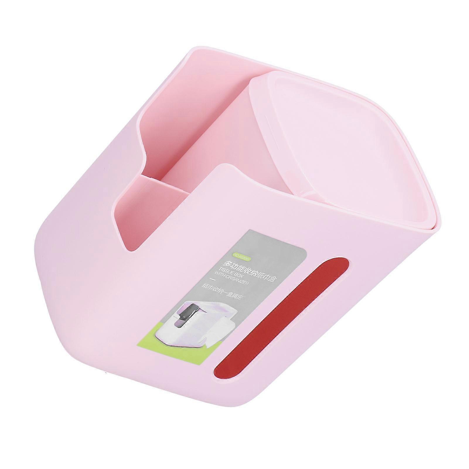 Multifunctional Pink Tissue & Storage Box 16x12.5x19cm for Desk