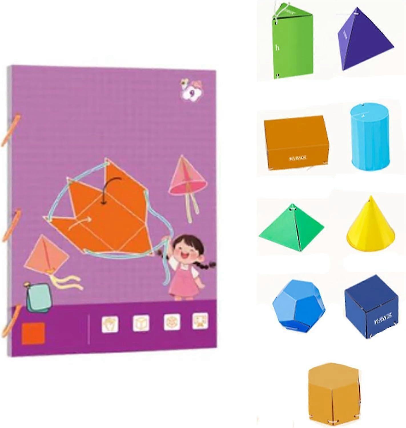Pull String 3D Geometry Learning Book Interactive Pull-String Geometry Learning Kit with Pop-Up Models Volume & Area Exploration