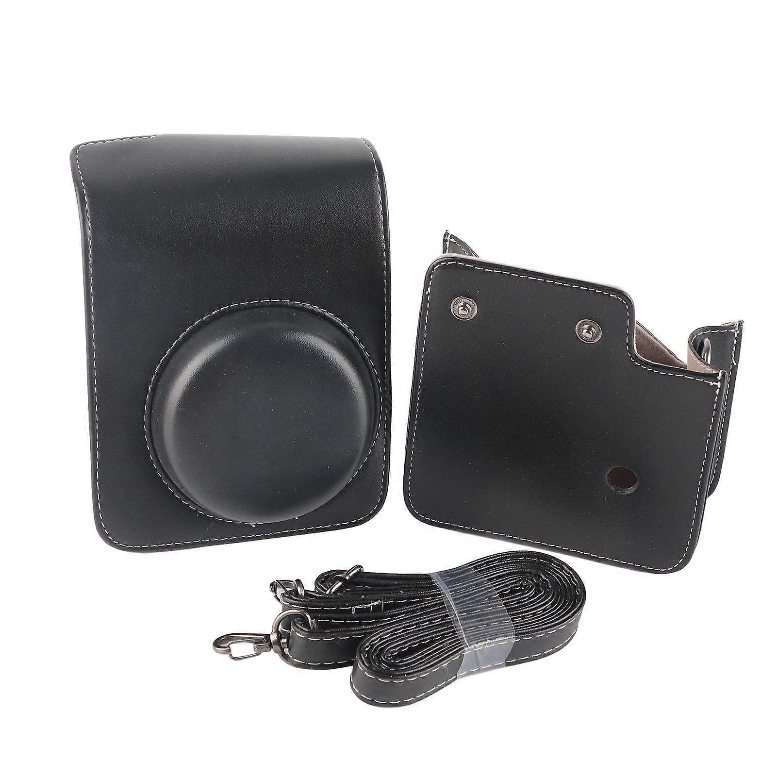 PU Leather Mini Camera Case with Adjustable Shoulder Strap for Instax Mini 40, Black