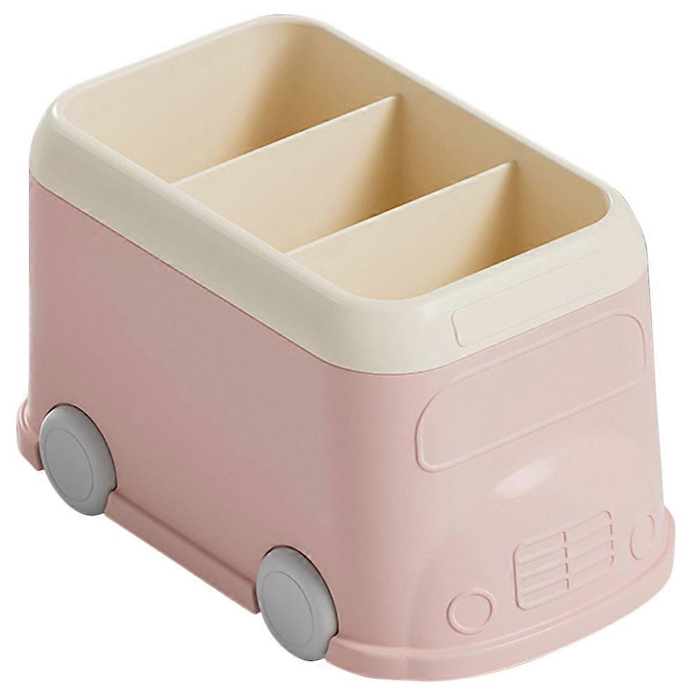 Plastic Multi-Grid Pen Holder for Storage Pink Desktop Organizer