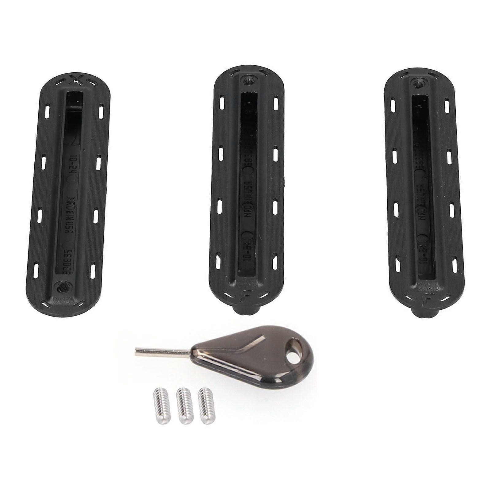 3Pcs/set Surfboard Rudder Groove Plastic Finned Box Plug Fin Plug Base with ScrewsBlack