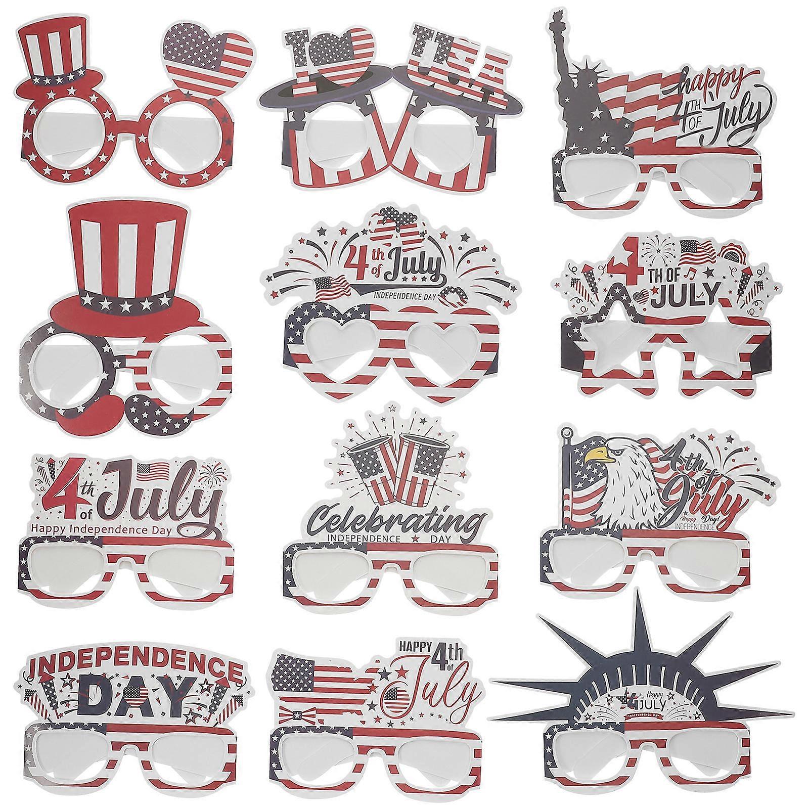 Independence Party Glasses Paper Material for Decor 24Pcs Patriotic Eyewear