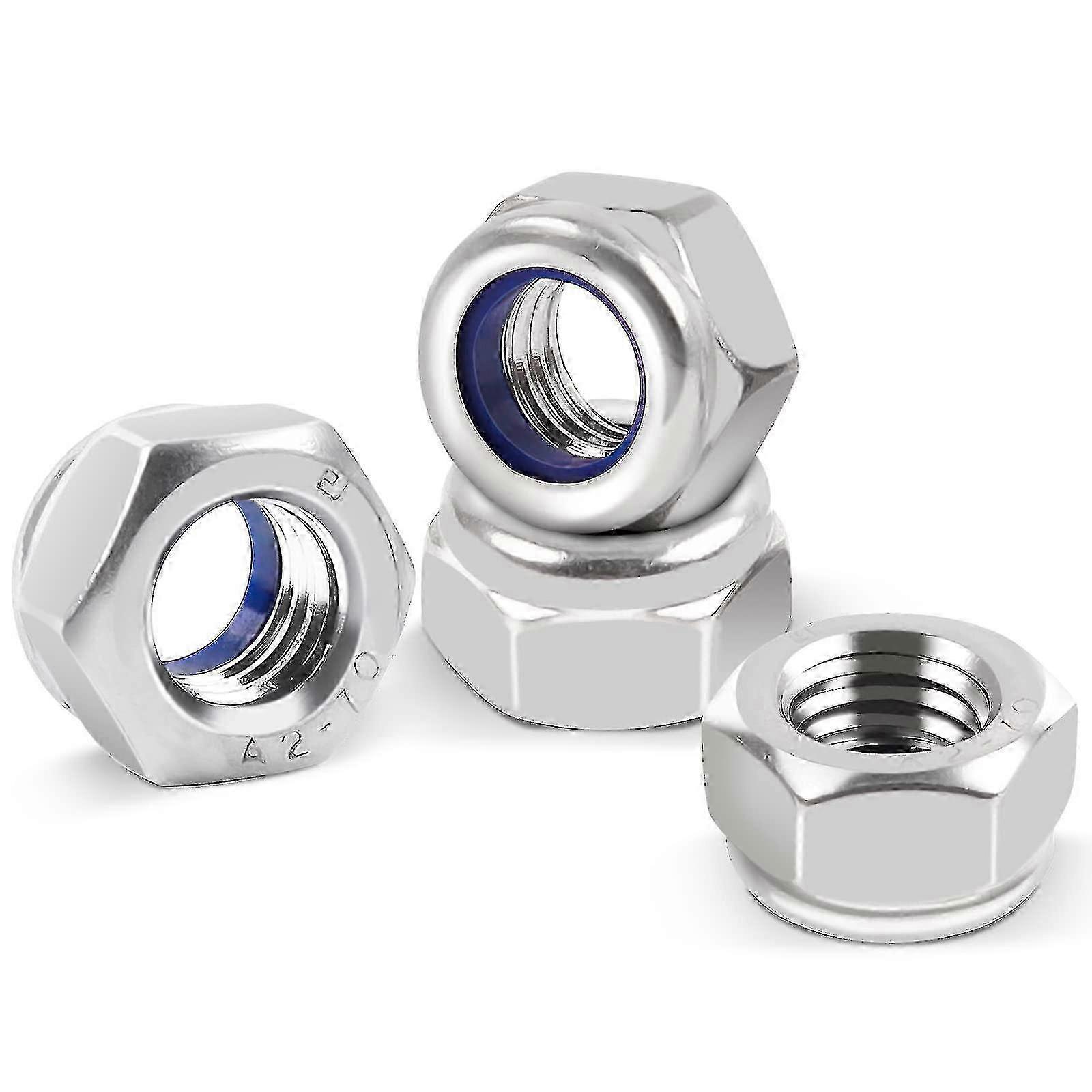 Locking nuts M6 stainless steel A2, 50 pieces hex nuts for standard assembly