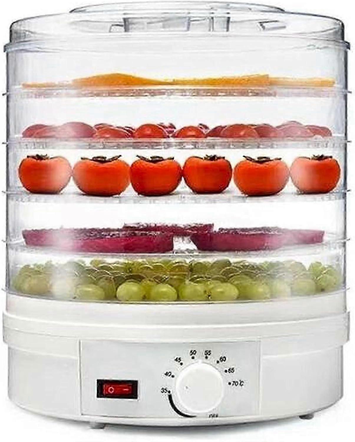 5-Layer Food Dehydrator White Food Dehydrator with Adjustable Temperature Control for Drying Fruits, Meat, Vegetables, Multifunctional Kitchen Dehydra