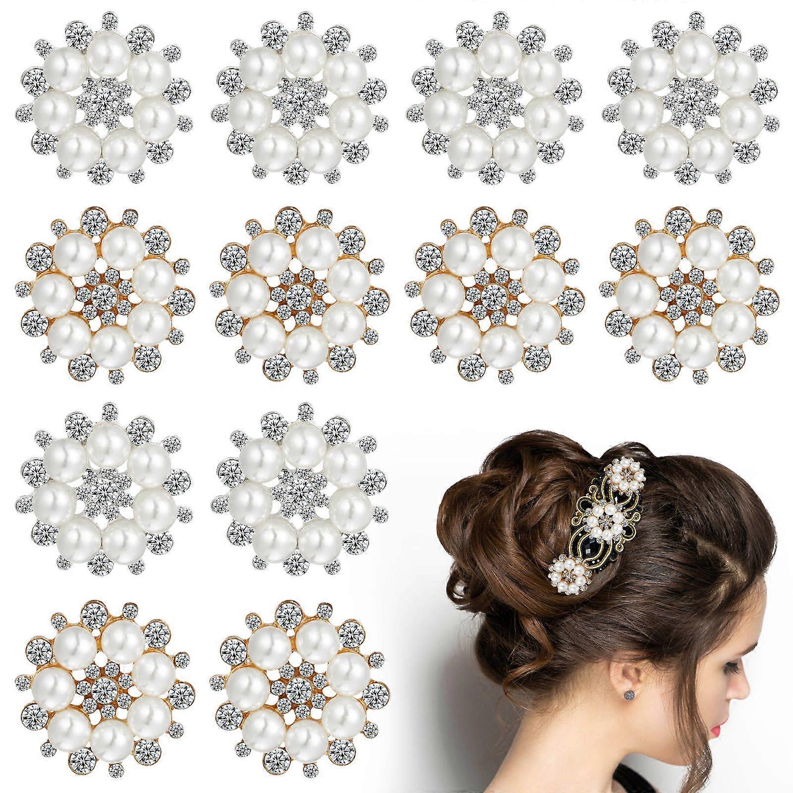 Rhinestone Buttons Flower Craft Pearls for DIY 200Pcs Embellishments