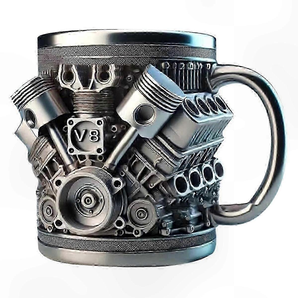 Customizable 3D Engine-Themed Stainless Steel Mug for Hot and Cold Drinks