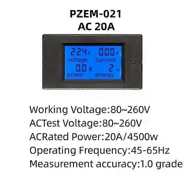 20A 100A AC 80-260V DC 65-100V Digital LED Display Voltmeter Ammeter Wattmeter Power Energy Meter 12V 24V 110V 220V Volt Tester