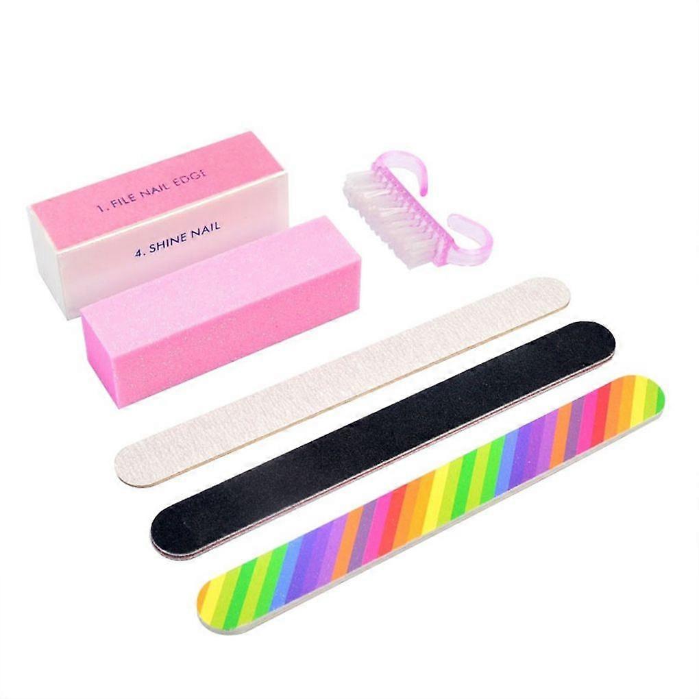 6pcs Uv Gel Sanding Box Polish Files Brush Set