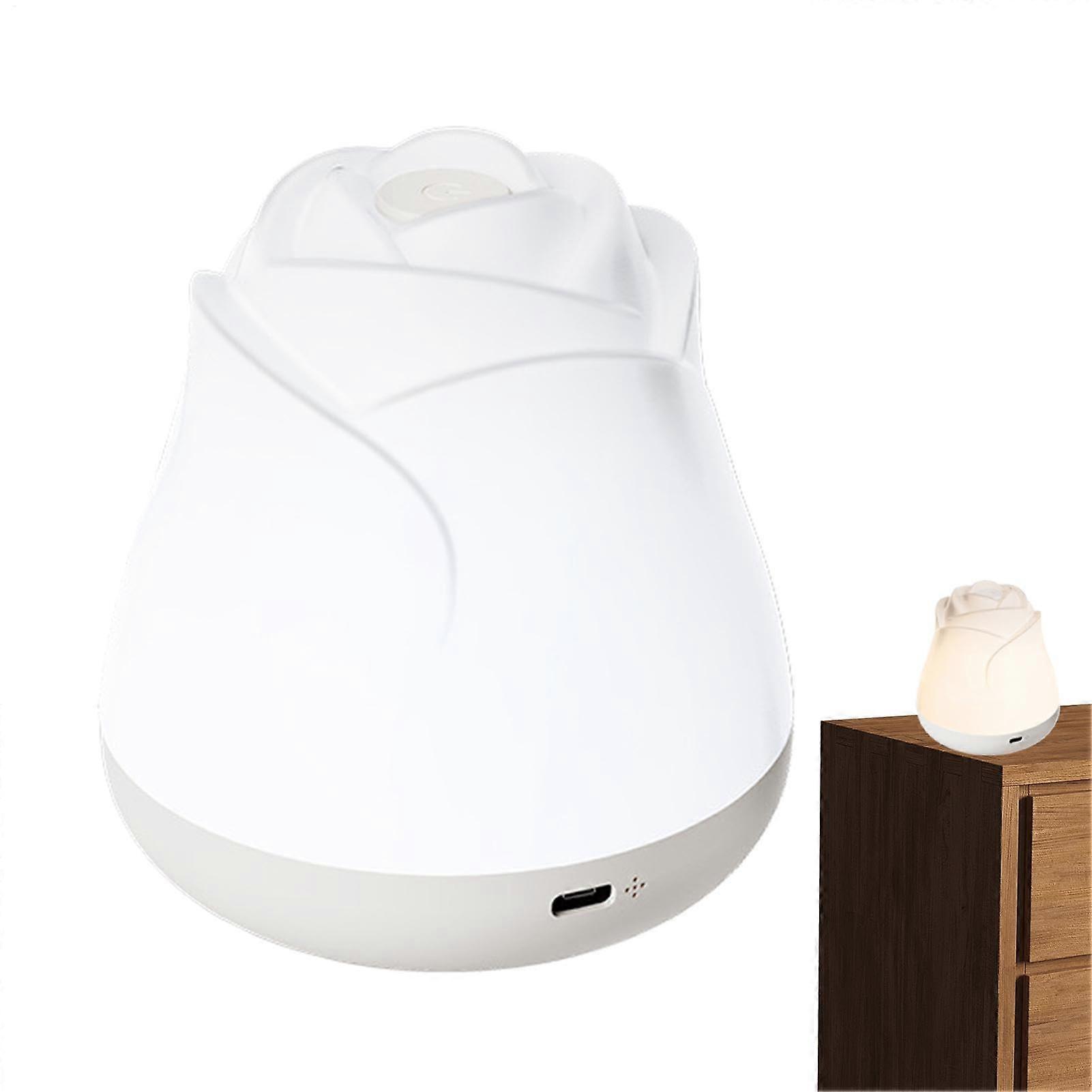 Pink Night Light For Girls Room Dimmable Flower Lamp With 3 Modes, Rechargeable LED Bedside Table Lamp For Nursery