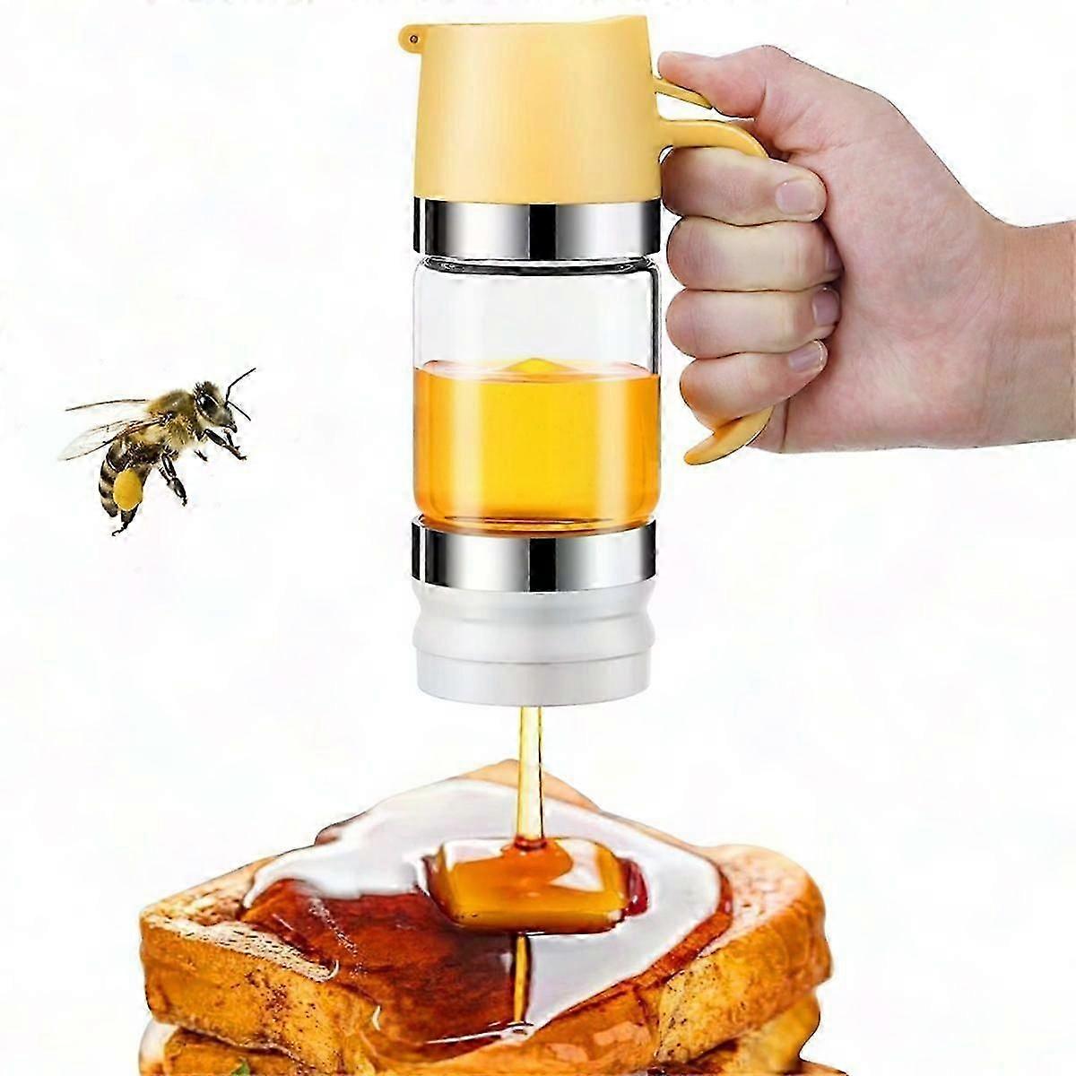 10 Oz No-Drip Glass Honey Dispenser with Handle, Syrup Dispenser for Bread