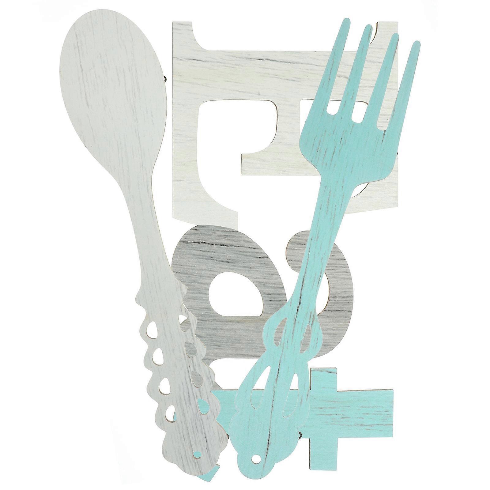 Rustic Kitchen Wall Decor Wooden Spoon Fork Signs for Decoration 4Sets