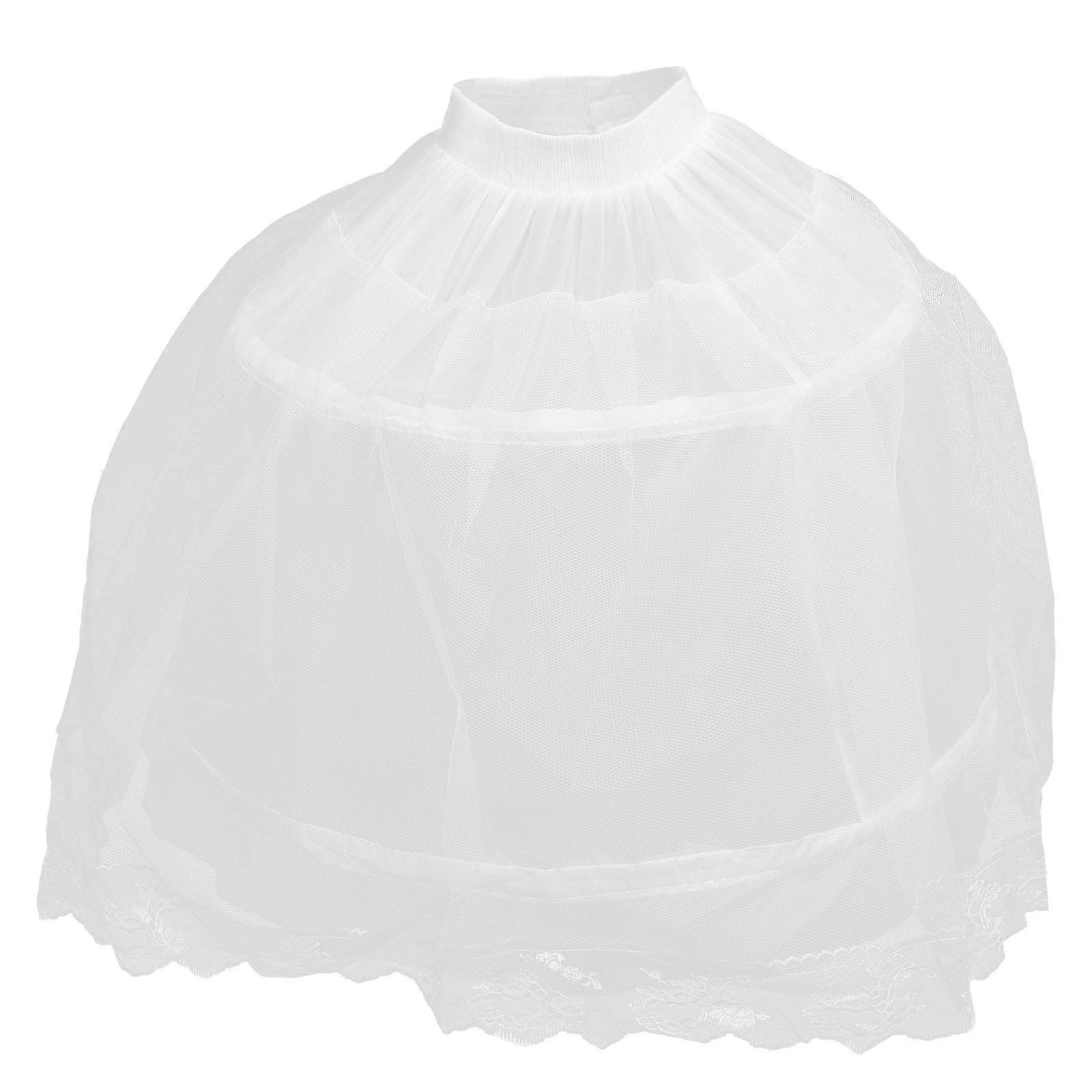 Kinder Petticoat Brautkleid Unterrock Spitze Mesh Futter Kleid Zeigt Weiß