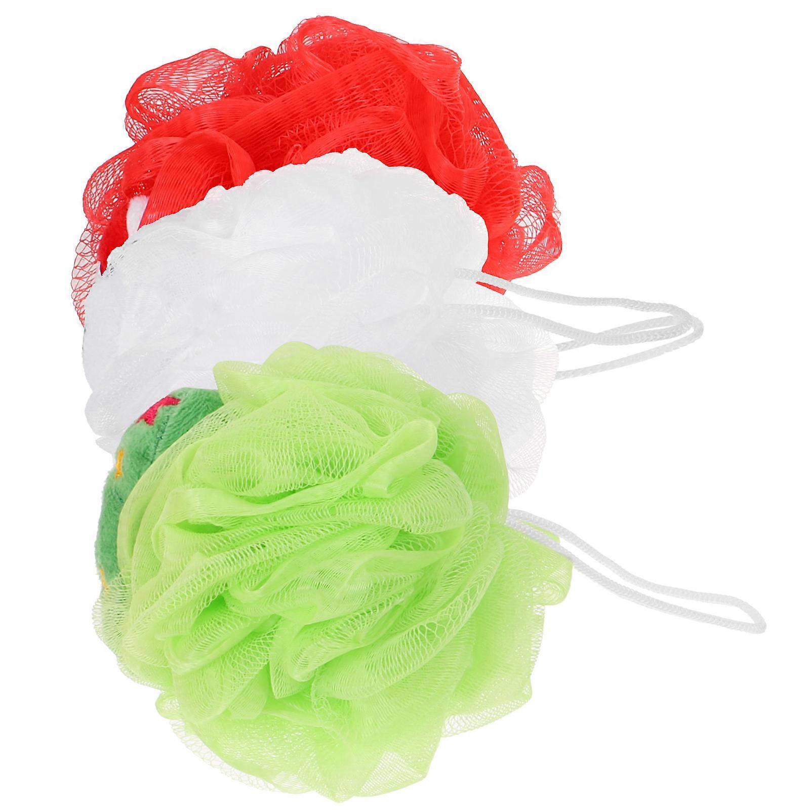Christmas Loufah Bath Balls Green Foam Production 4.7×4.7×4.7in 3Pcs
