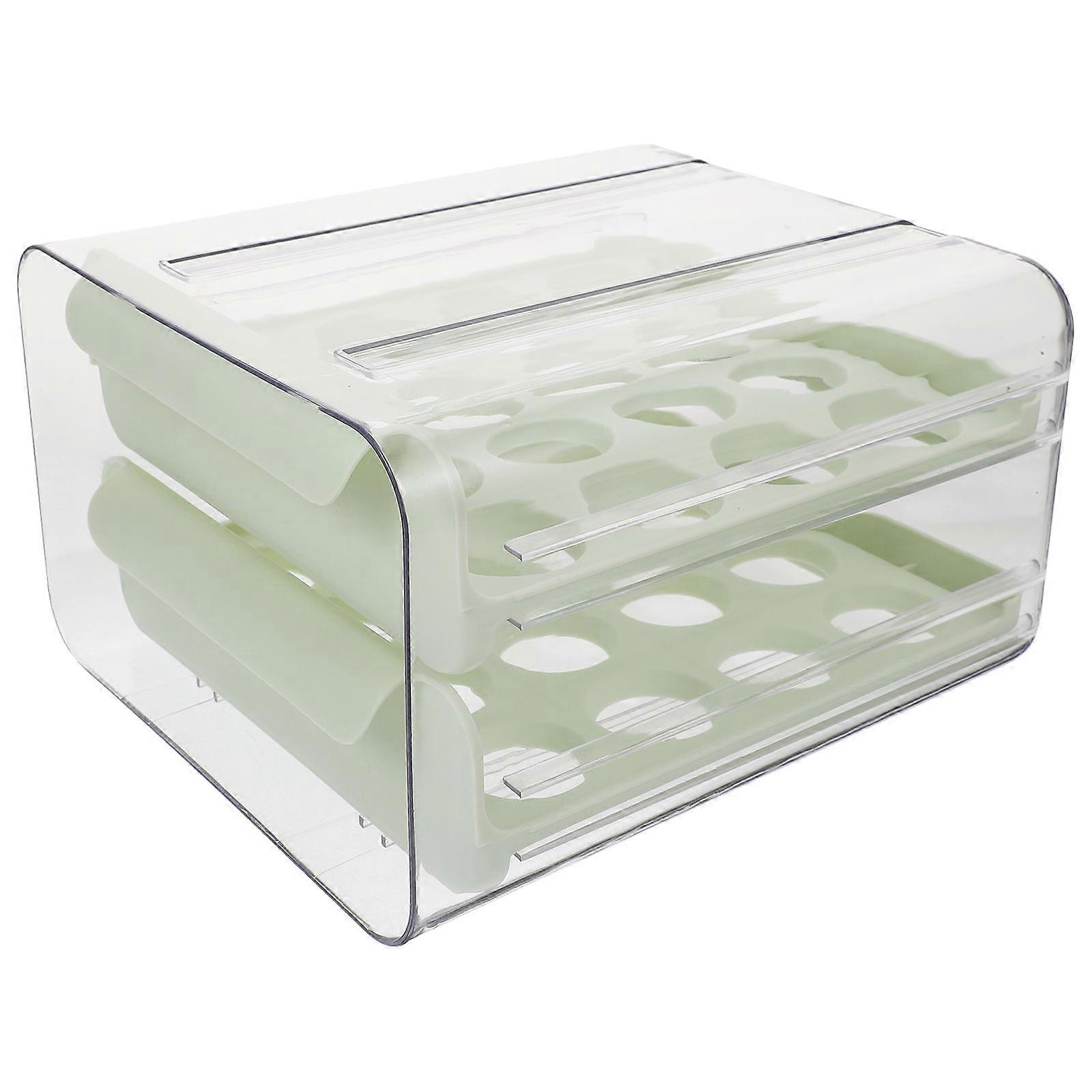 Egg Holder for Refrigerator Green Plastic Drawer Storage Container