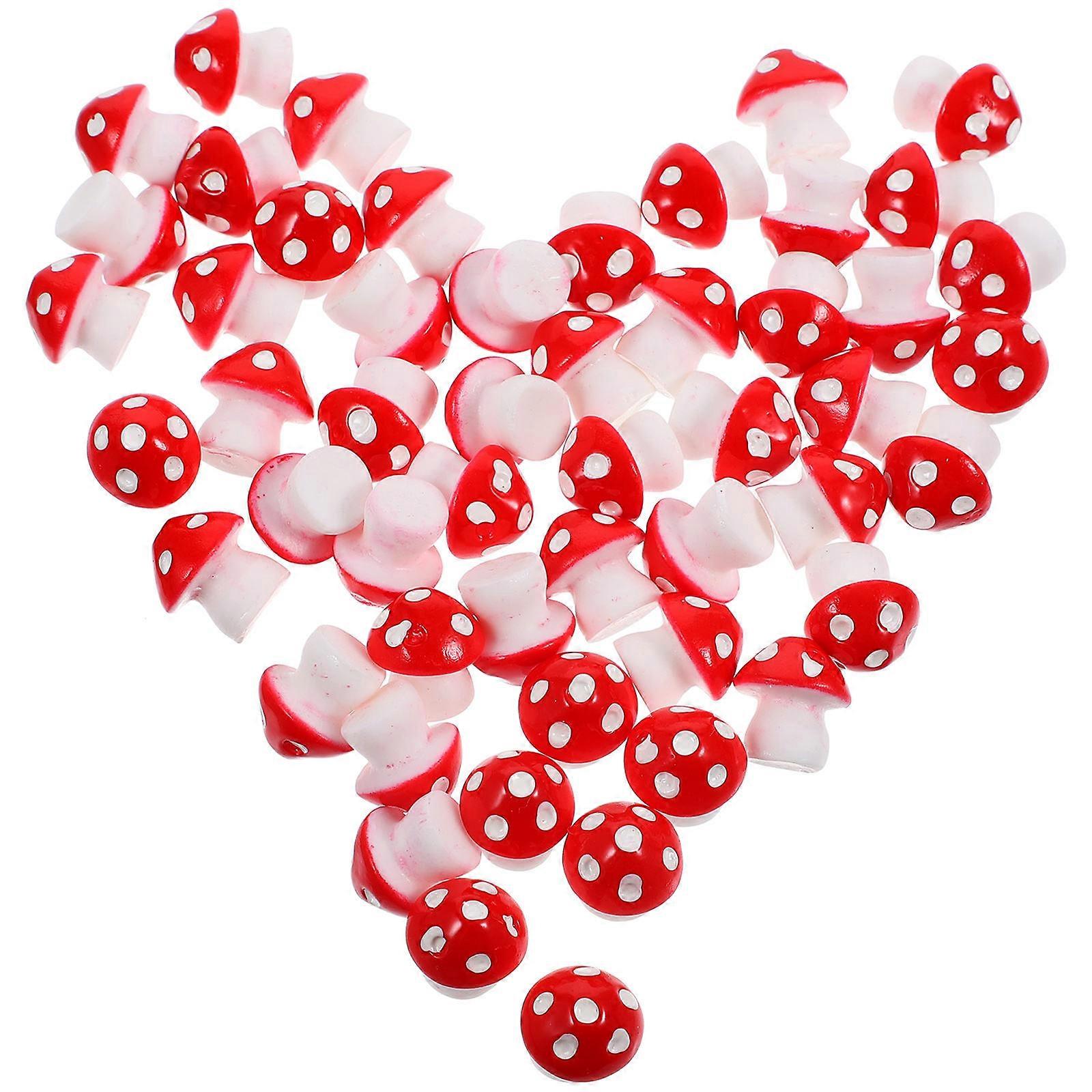 Red Resin Mushroom Figurines Mini Decorations for Bonsai 250Pcs