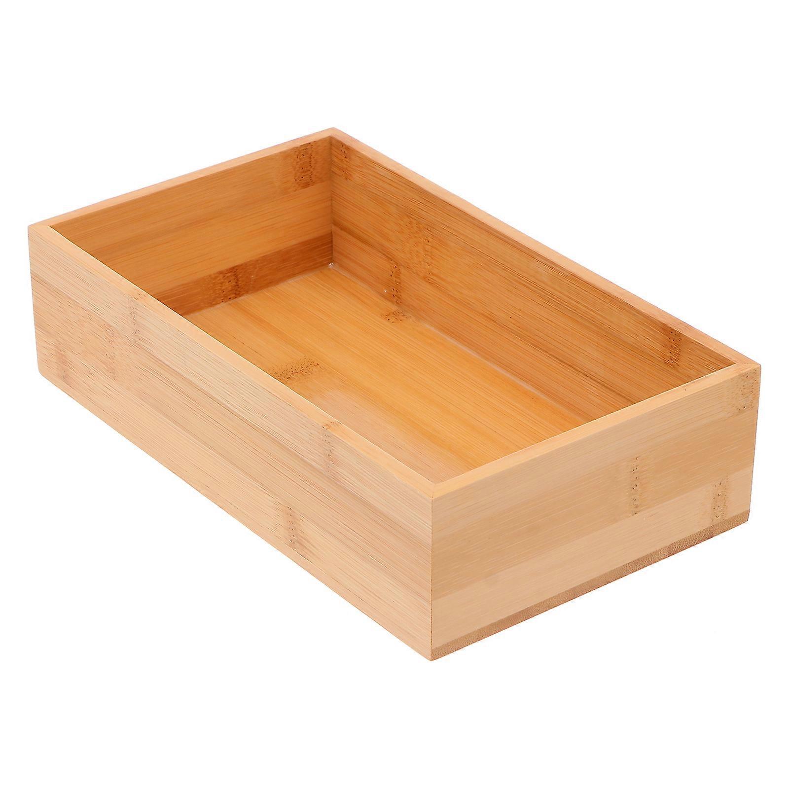 Khaki Bamboo Storage Box for Home Desktop Finishing with 4Pcs Included