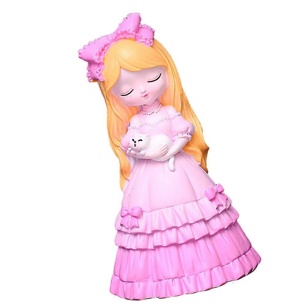 Lovely Resin Girl Character Model Adornment for Desktop Decor 2Pcs