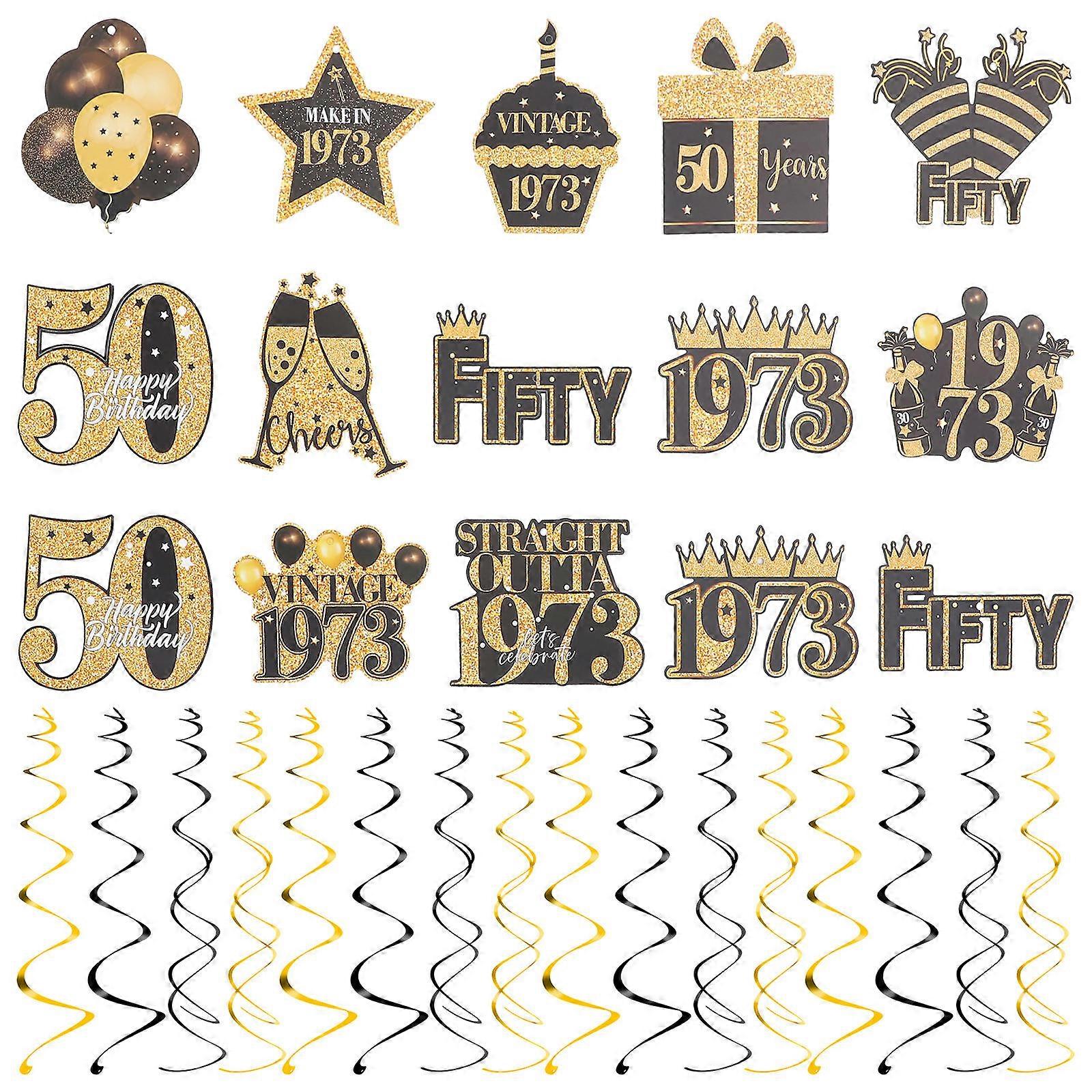 Creative 50th Birthday Decor Background Crafts For Families Celebration Assorted Color With Spiral Shape 2 Sets