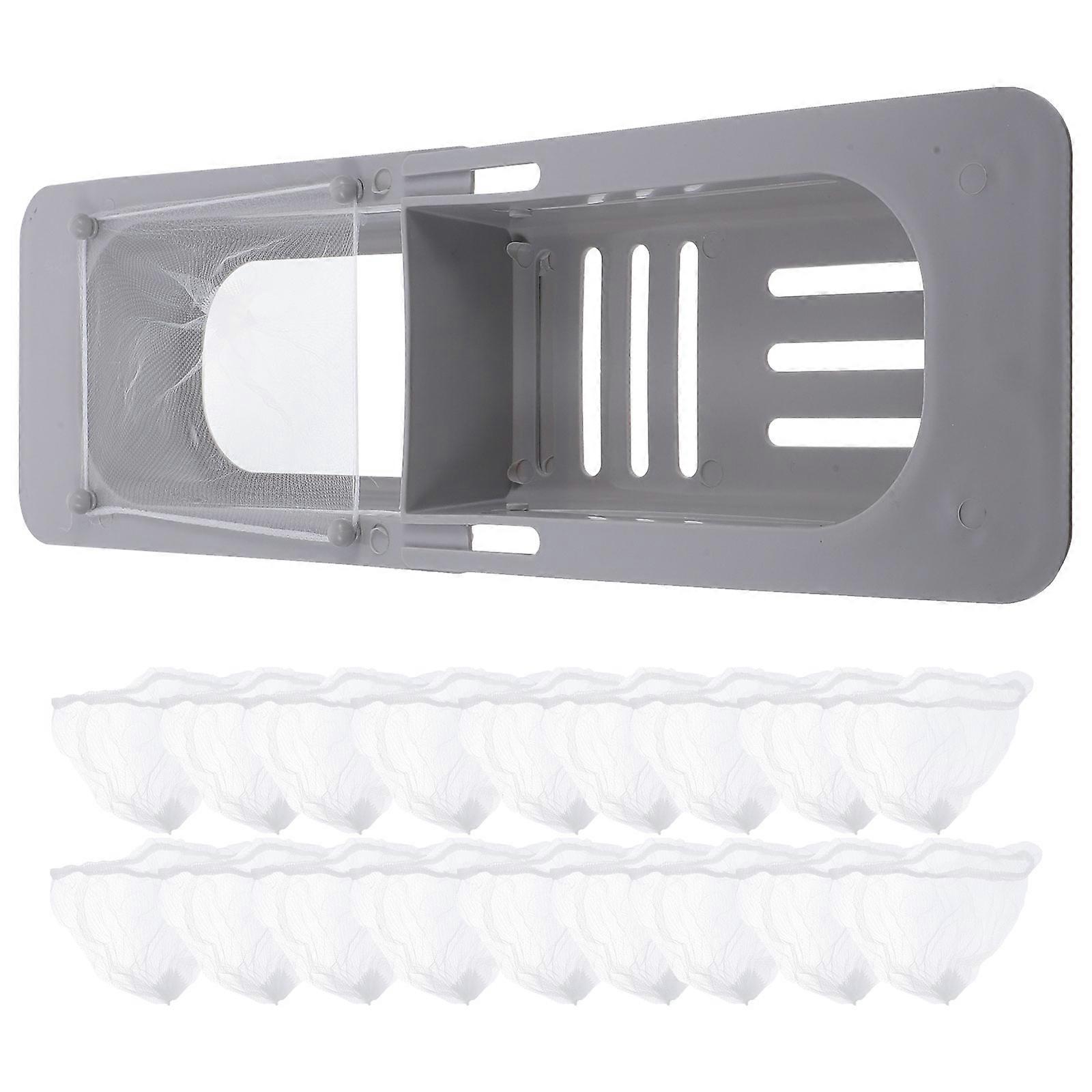 Expandable Sink Holder Kitchen Sink Organizer for 3Sets with Rack and Filter Nets