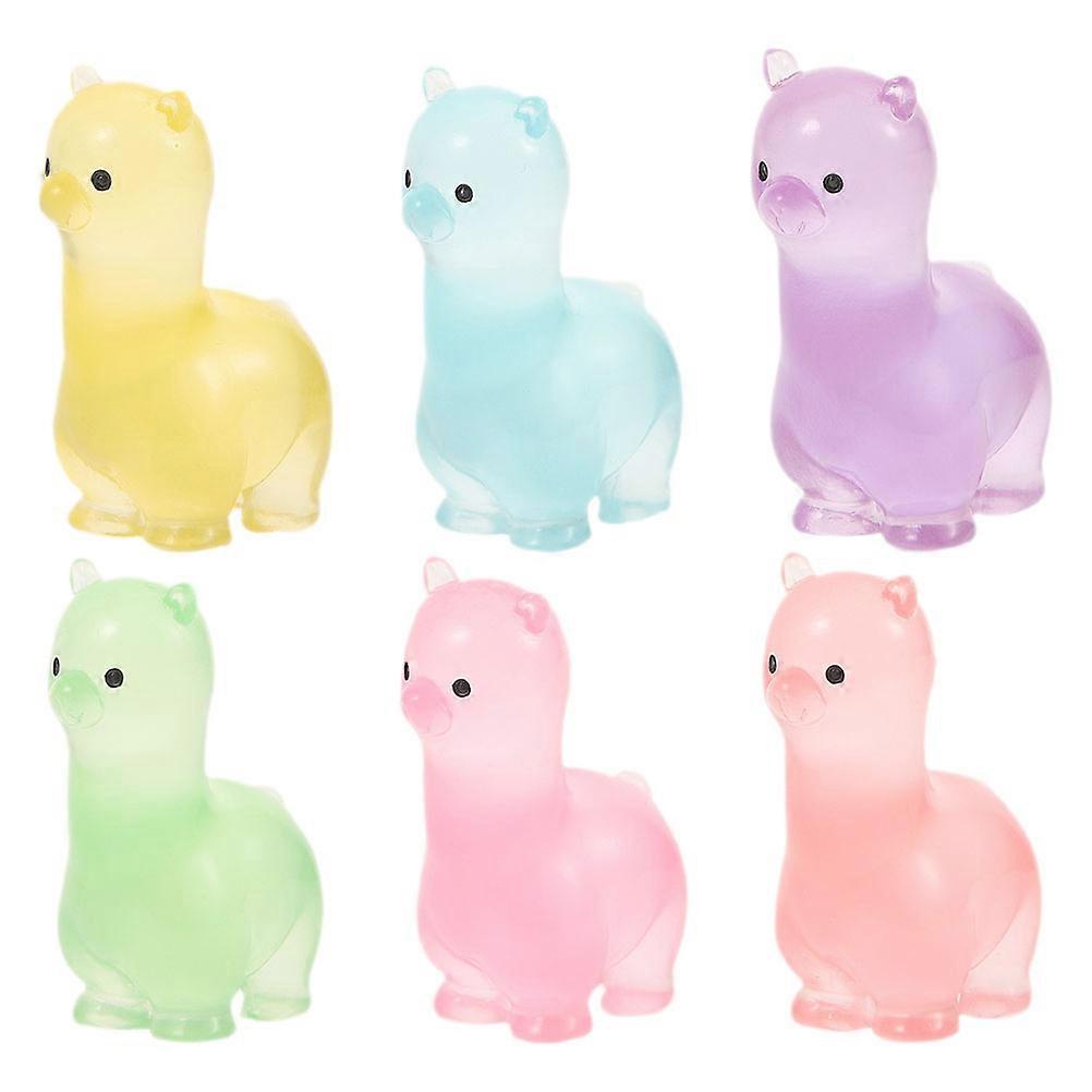 Mini Alpaca Resin Ornaments for Decoration 30Pcs Luminous Colorful Figurines