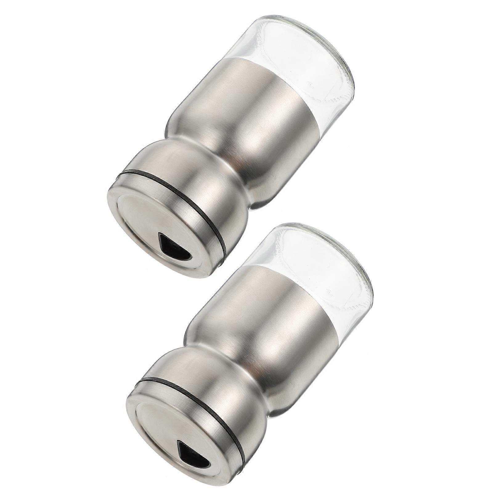 Square Stainless Steel Seasoning Jars Simple Design Cooking 4.1×2.2×2.2in Reusable 2Pcs