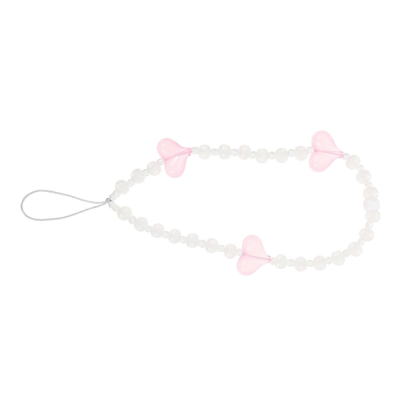 Phone Anti Theft Strap Bohemian Style Heart Shape Pendant Daily Use White 21X2.3CM 1Set
