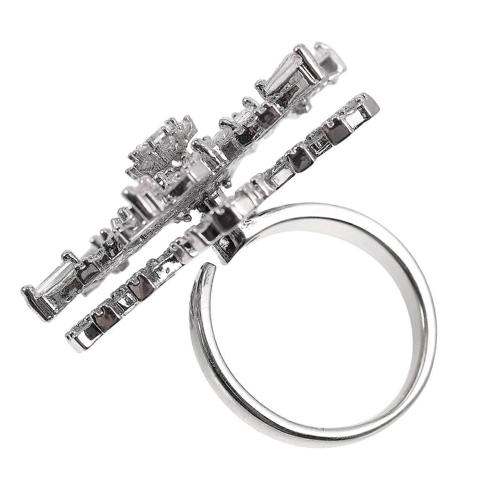 Silver Snowflake Ring Double Layer Adjustable Ring 2Pcs for Decoration