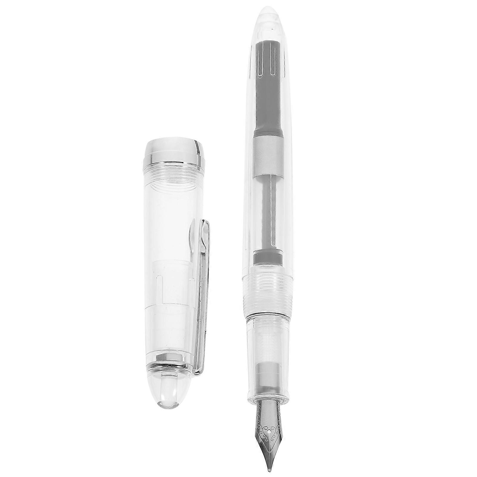 Multi-Function Pen Ink Fountain Pen for Office Use 3Pcs Transparent Silver Acrylic