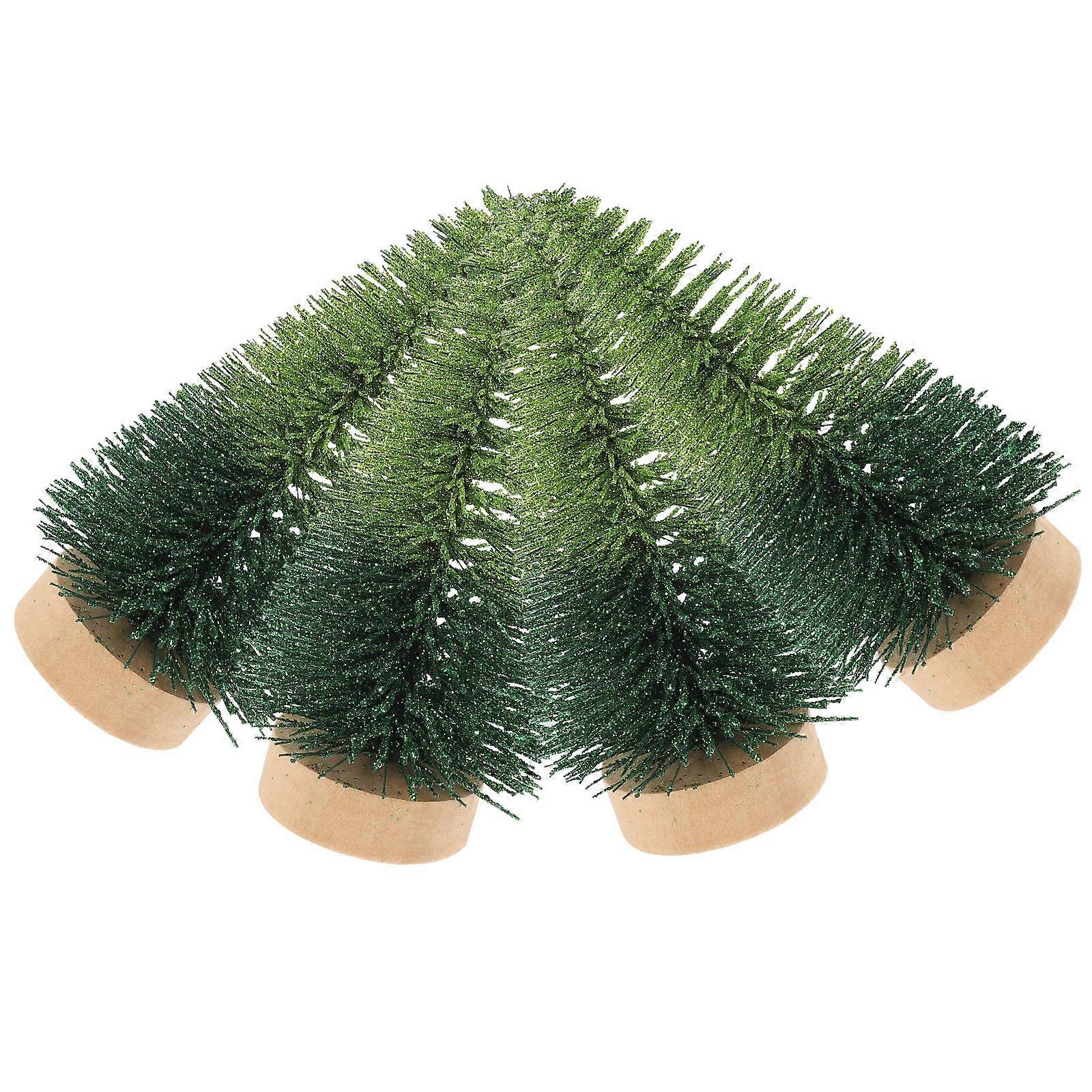 Mini Christmas Tree Decor with Wooden Base for Tabletop 16Pcs Set