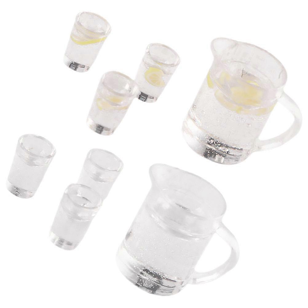 Mini Lemonade Set Tiny Kettle Cups Suitable For Photography Props In Miniature Scenes 8 Pieces