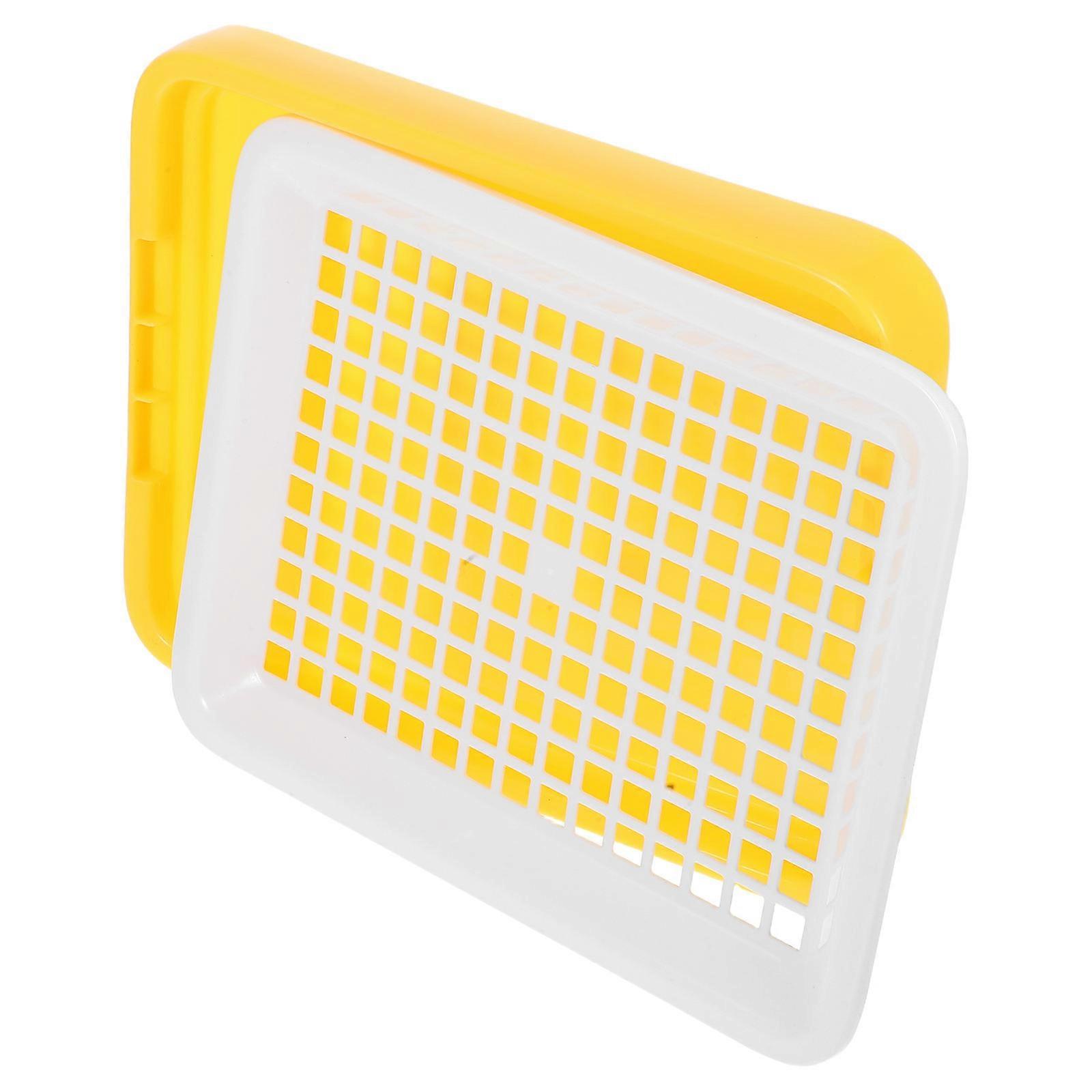 Rabbit Litter Box Plastic Yellow Rectangular Litter Tray Stable No-Tip Design for Rabbit Use