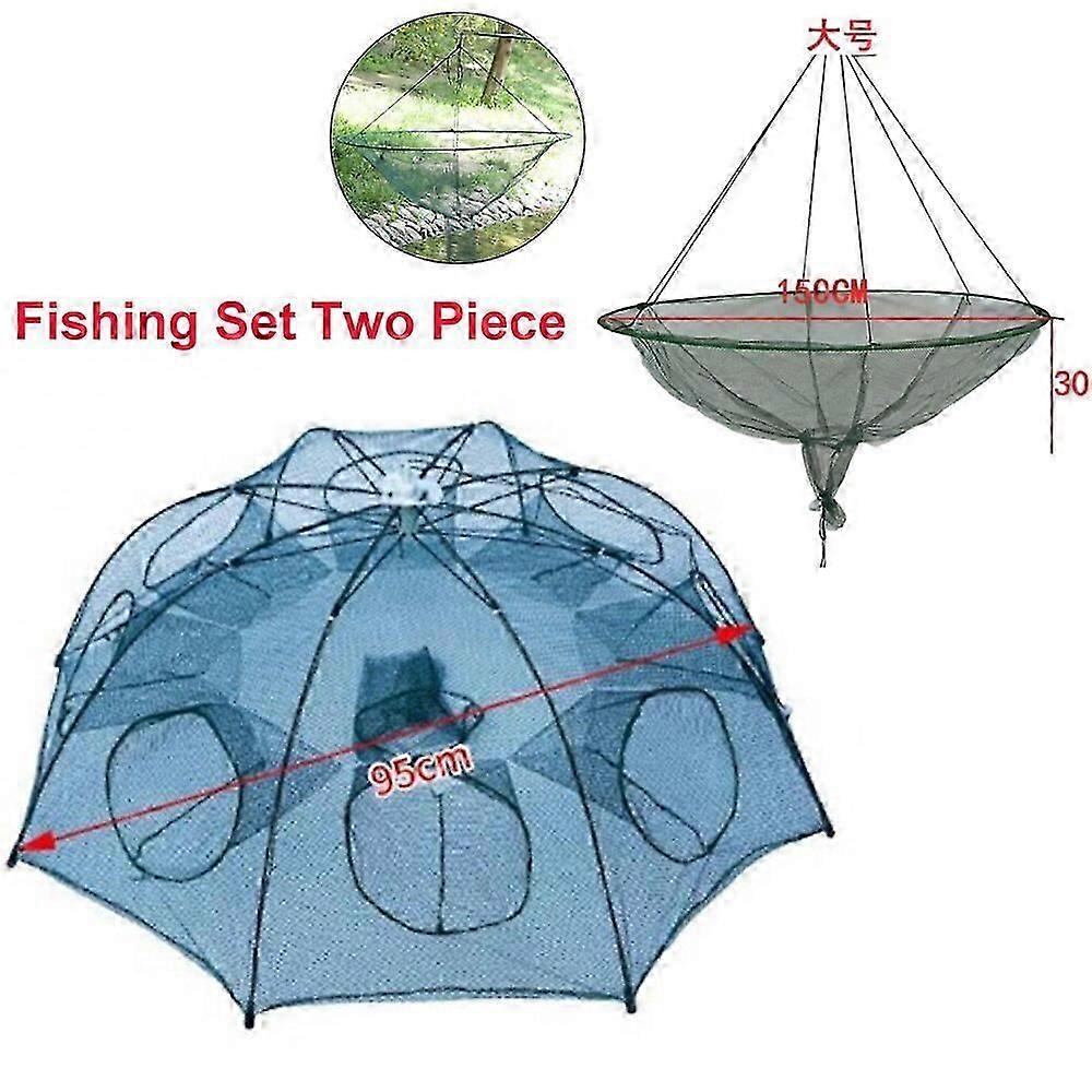 Ultralight Folding Fishing Net for Crabs and Lobsters, Portable Automatic Design with Fine Mesh