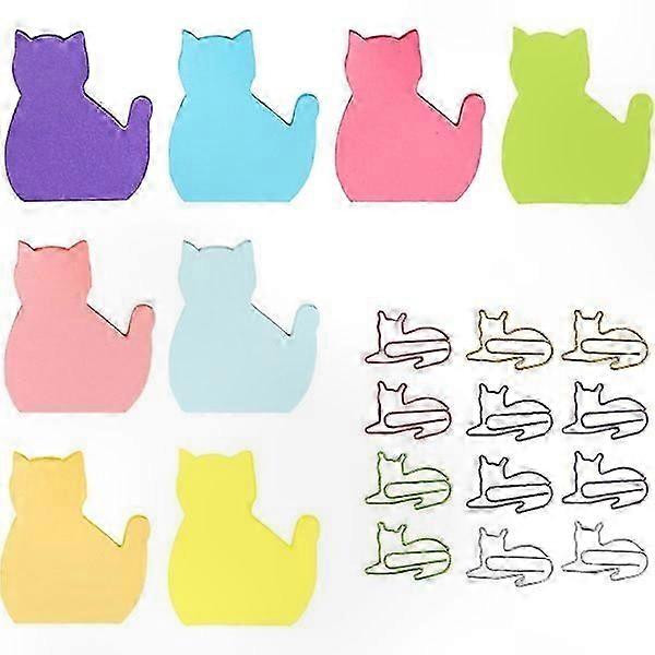 240 Sheets Cat Sticky Notes, 8 Blocks Cat-Shaped Creative Stationery Set with 12 Random Colors