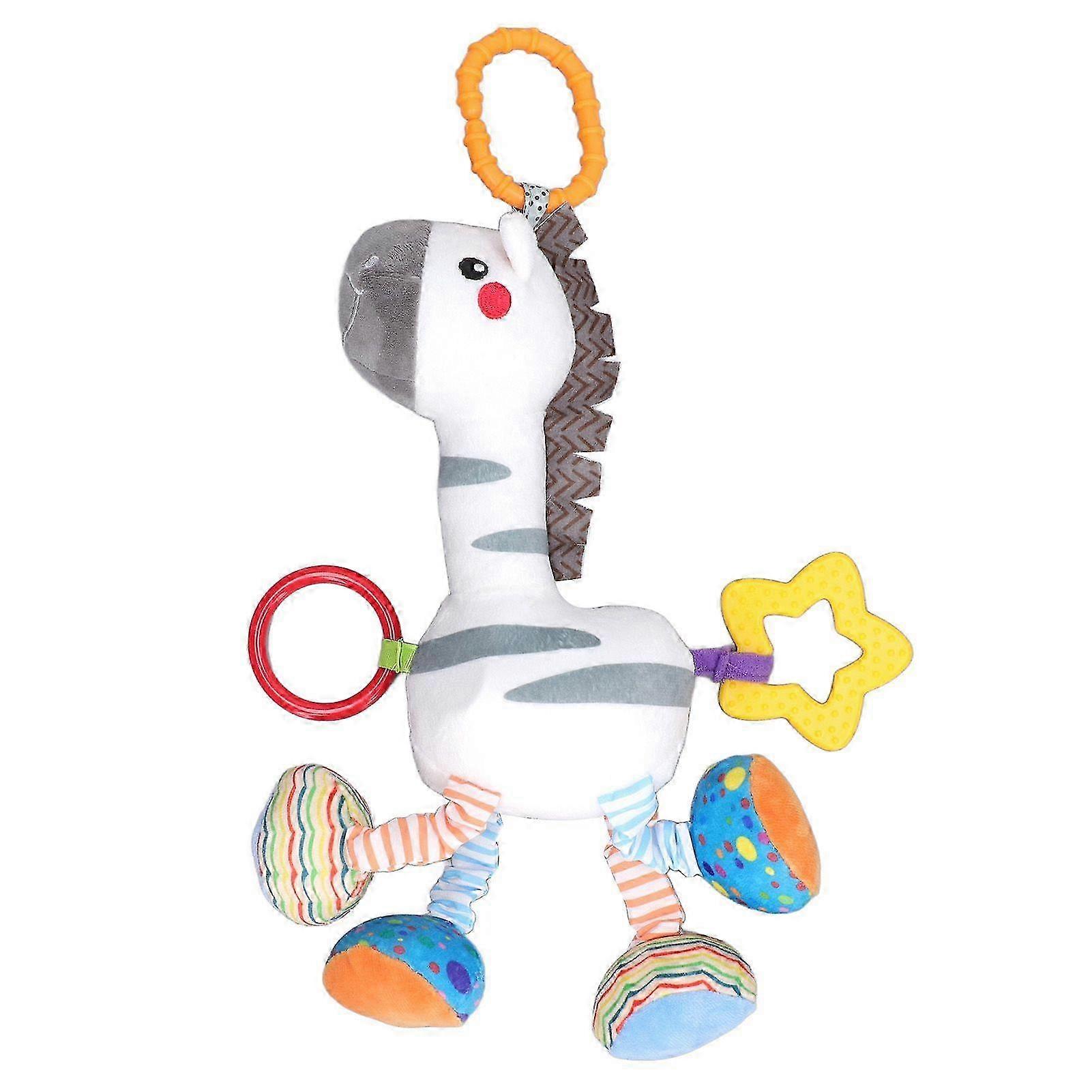 Baby Hanging Rattle Toy Soft Carseat Crinkle Squeaky Toy Stuffed Animal Stroller Pendant Zebra Shape
