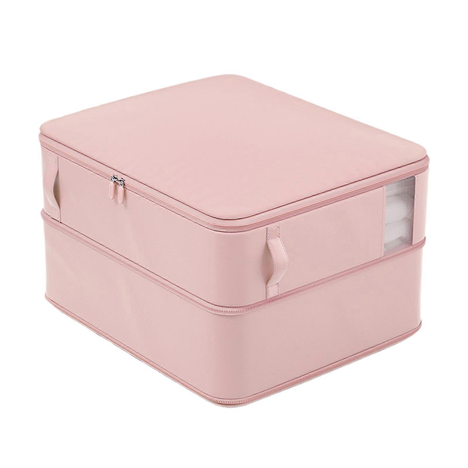 Duvets Storage Bag Compression Bag For Duvets Wardrobe Storage Large Volume Fabric Bag Reusable Viewing Window Pink M