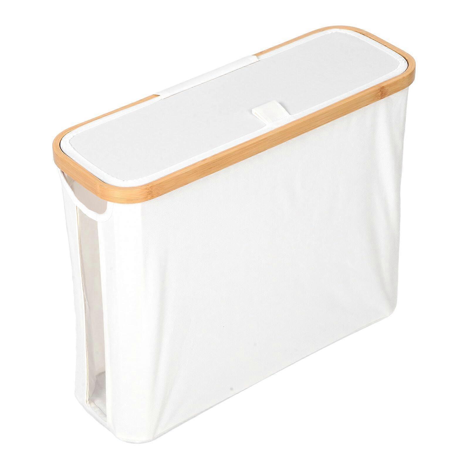 Beige Fabric Toilet Paper Storage Basket With Lid Dustproof Organizer For Bathroom And Nursery Multipurpose Bin