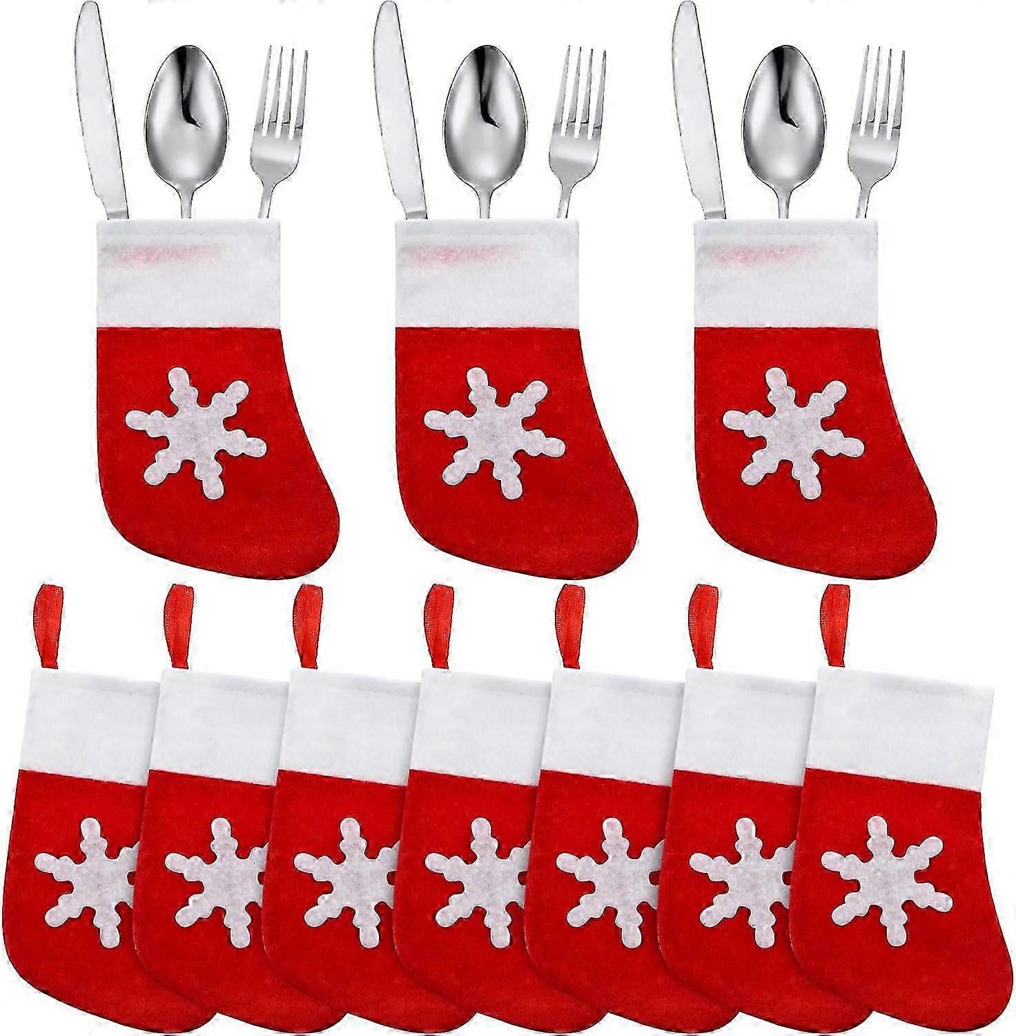 2025 20 Pack Christmas Table Decorations Snowflake Tableware Holder Christmas Stocking Decoration