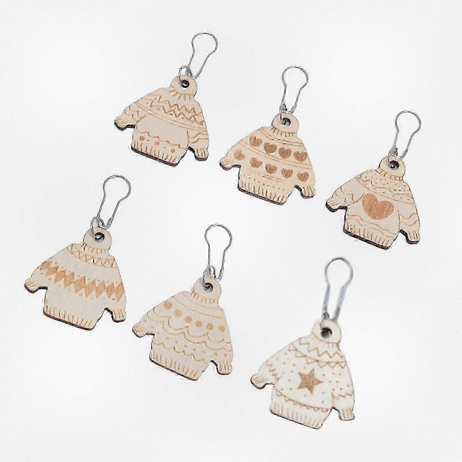 6Pcs Lightweight Multipurpose Locking Stitch Markers for DIY Projects, Suitable for Knitting and Crocheting, Removable Wooden Design