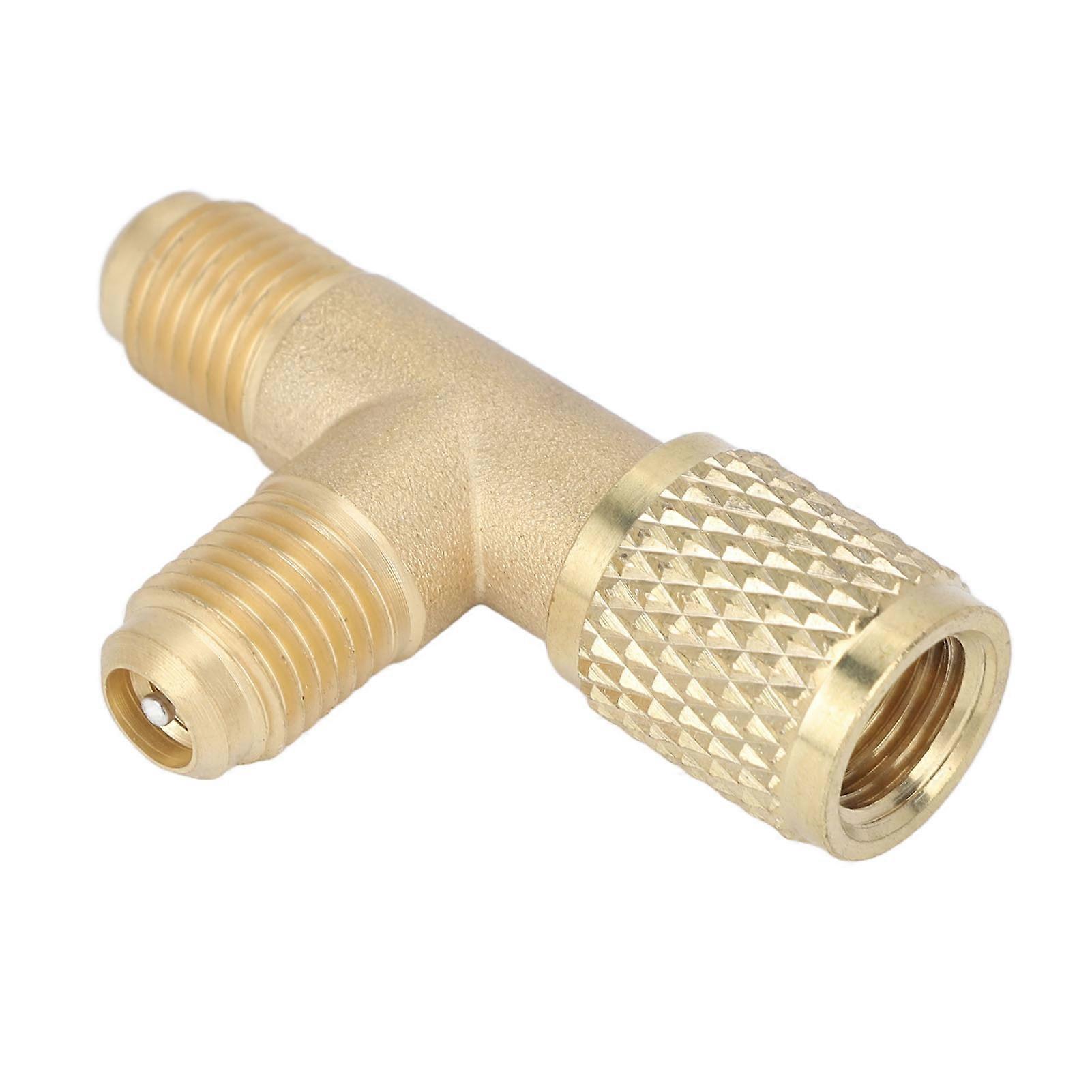 Adaptateur en T à raccord rapide avec noyau de valve en laiton 1/4 po SAE, structure robuste pour R22, R12, R134