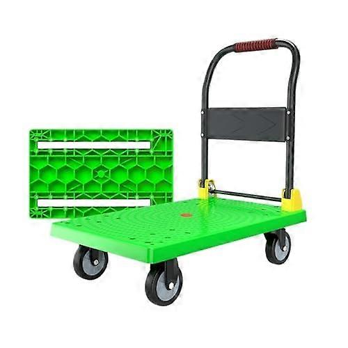 Folding Flatbed Hand Trucks Green Foldable Portable HandPulled Trolley for Household Cargo Transport Platform Size L
