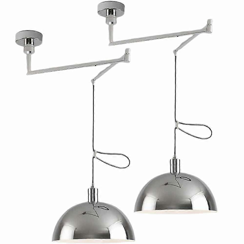 Swing Arm Hanging Lamp  Adjustable Angle, Iron AntiRust  Silver  2Pack