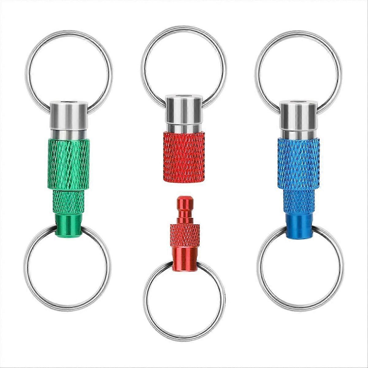 3pcs Quick Release Detachable Keychain, Double Rings Pull Apart Keychain, Spring Split Snap Seperate