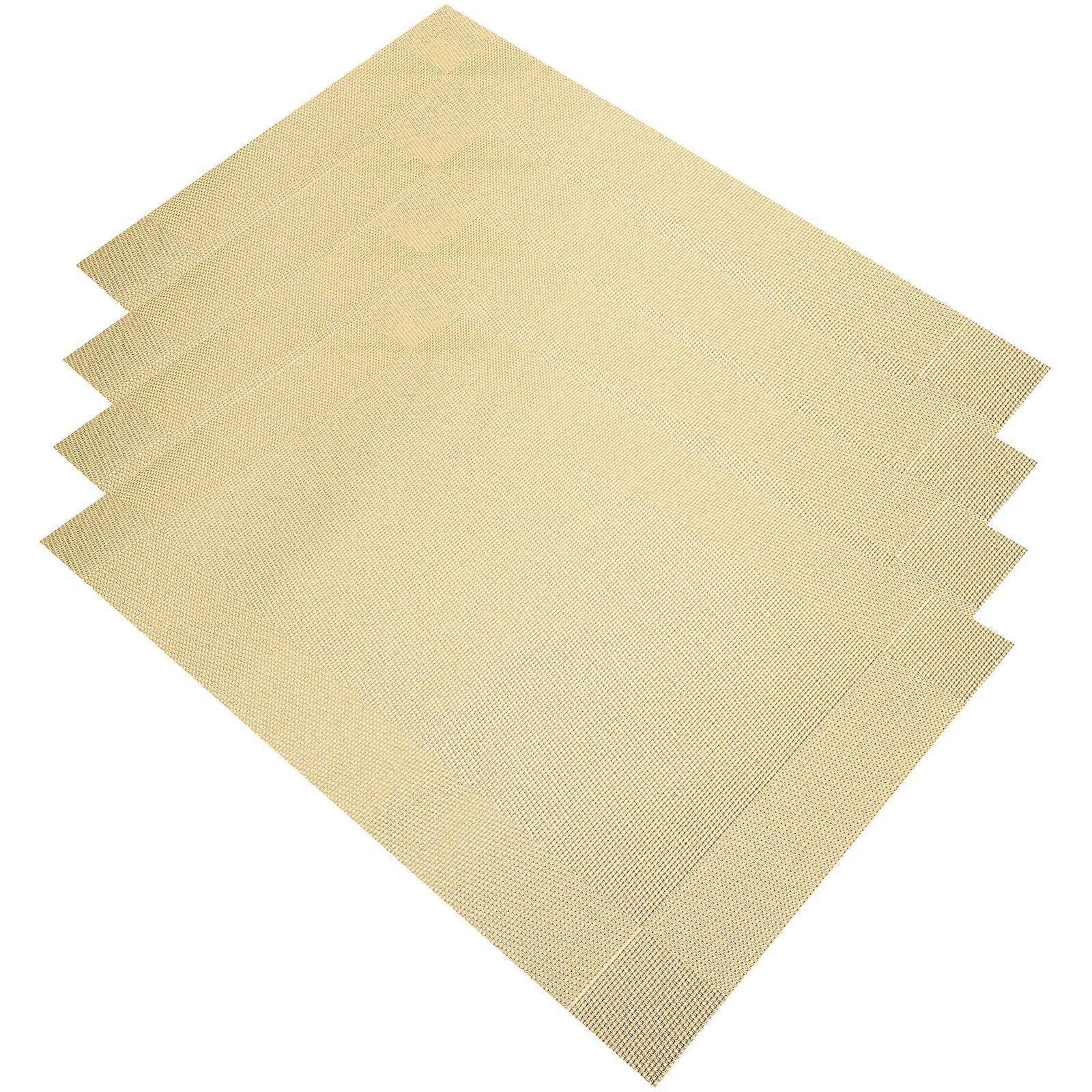 PVC Placemat Washable Tableware Mat for Dining Table 4Pcs Golden Color