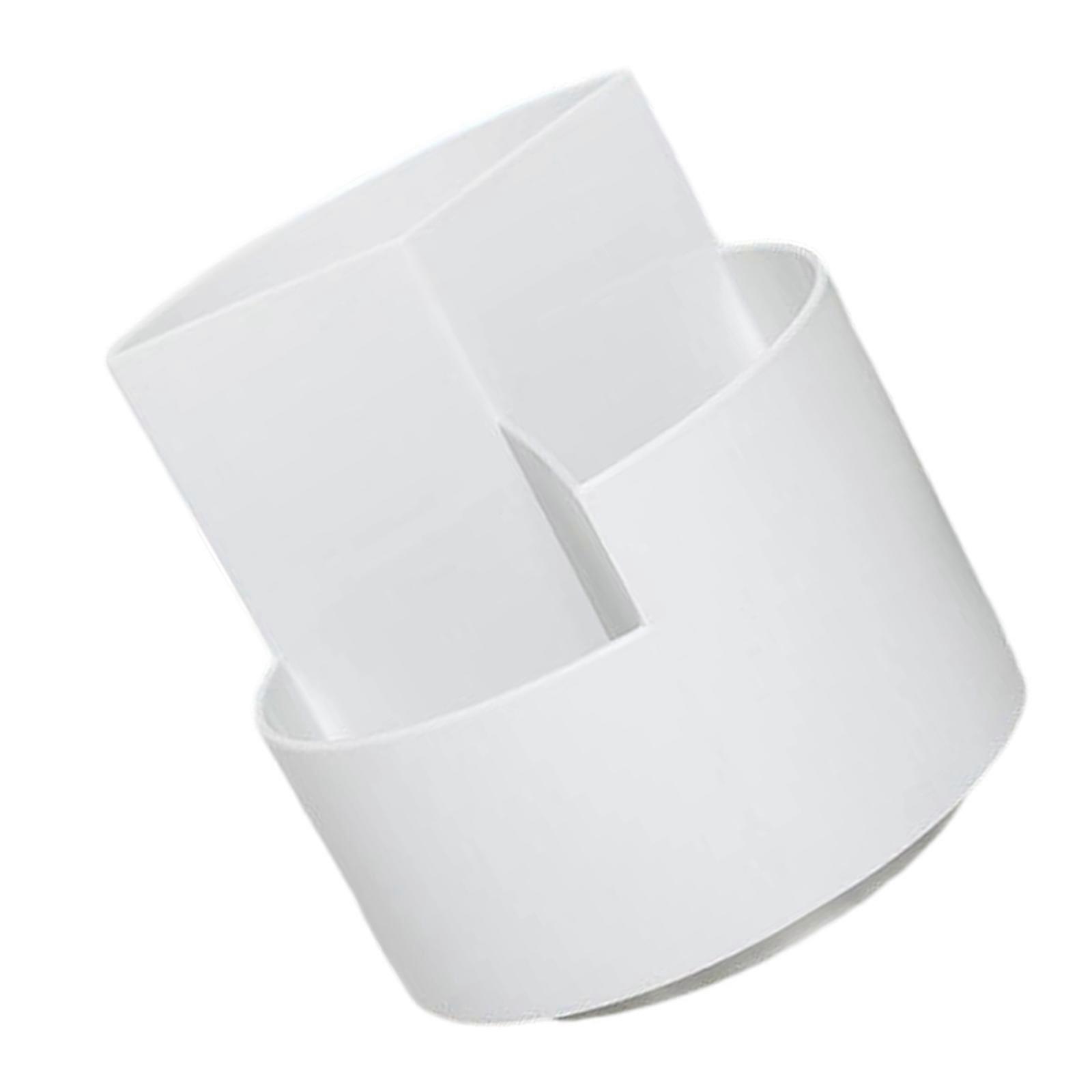 Round Edge Rotating Desk Caddy Multi Compartment Office Organizer Plastic Container For Stationery Storage  White